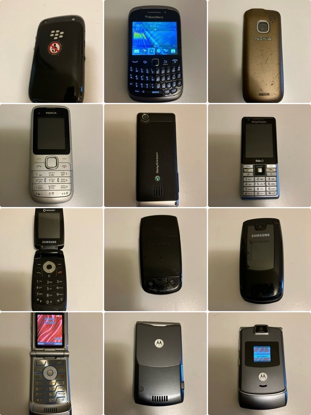 Assorted Vintage Cell Phones - Black/Gray Collection-price of Each